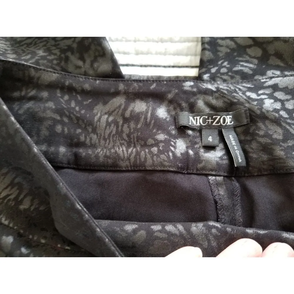 Nic + Zoe Wonder Stretch Embossed Shimmer Slim Black Pants Womens Size 4 - Image 6