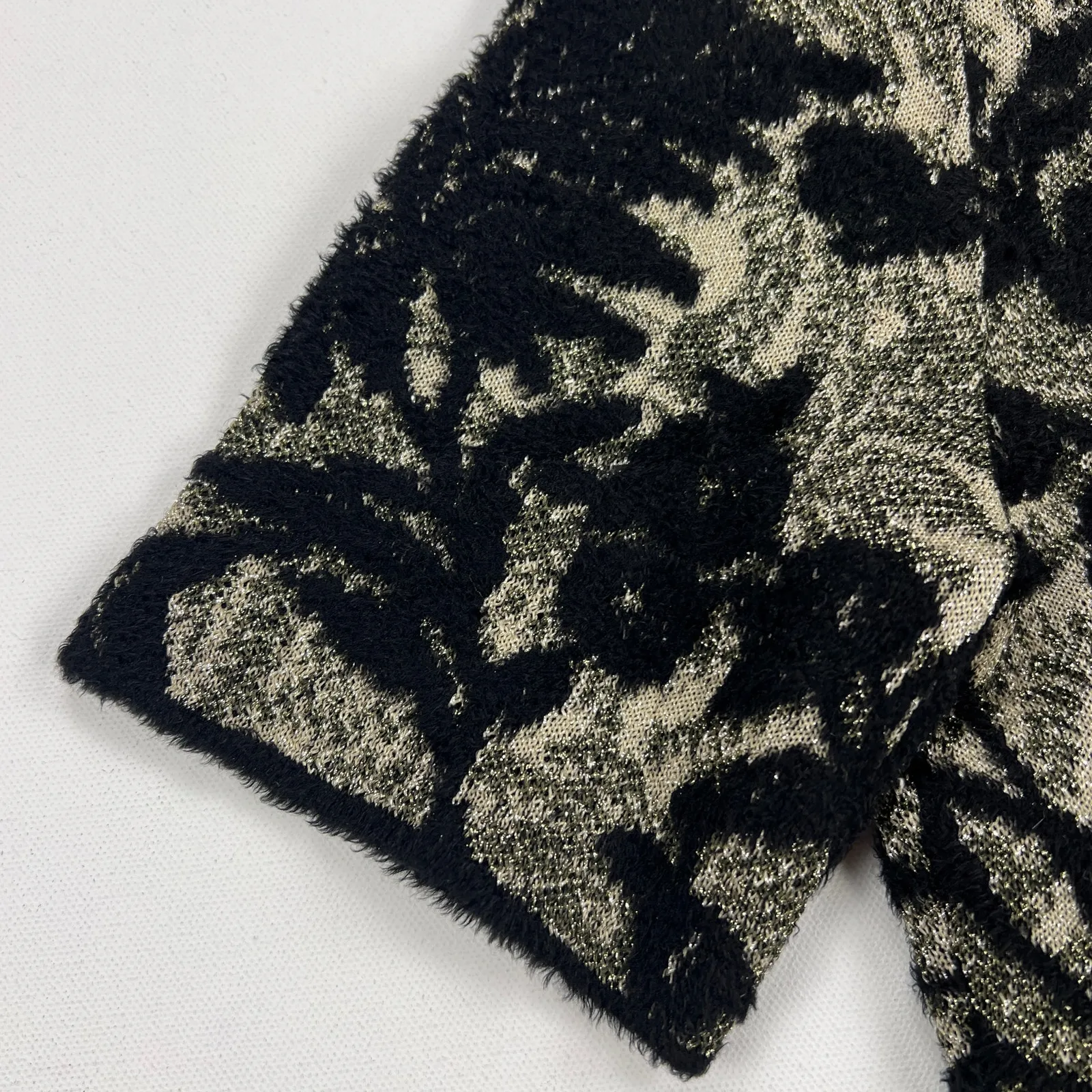 Tory Burch Cloque’ Fit & Flare Sweater Dress Black/Alabaster Metallic Size S - Image 11