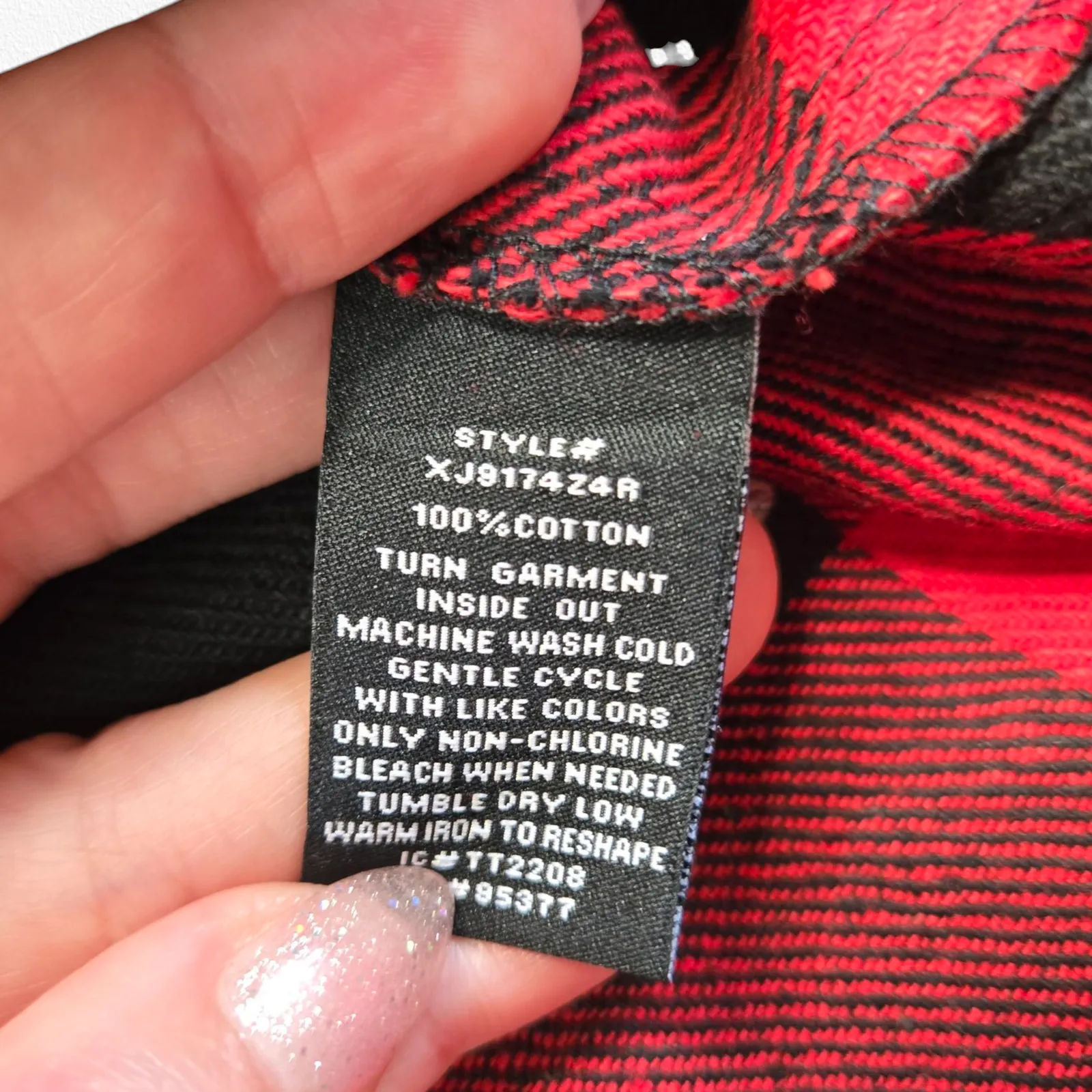 Sanctuary Red Black Buffalo Plaid Button Up Flannel Shirt Shacket Size Medium - Image 9