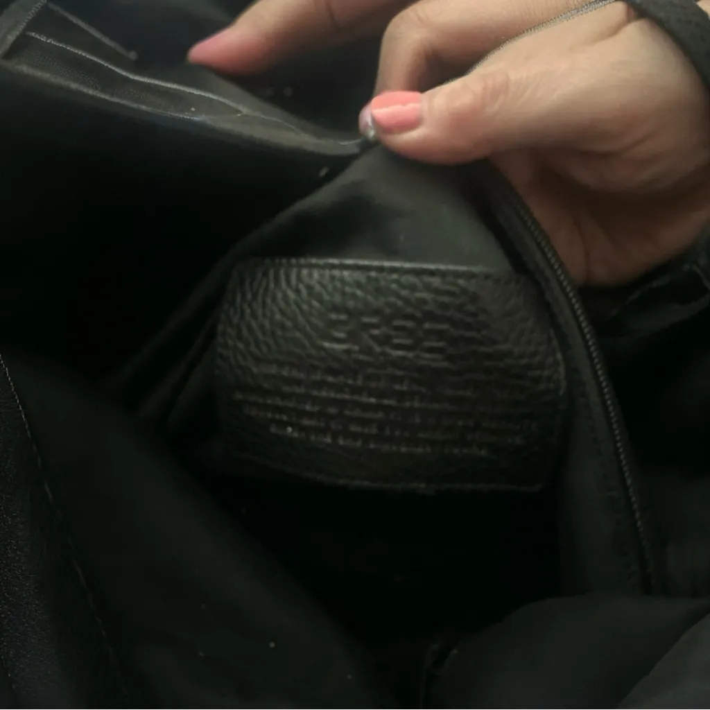 BREE Leather Handbag Foldover Crossbody Satchel Pebbled Black - Image 9