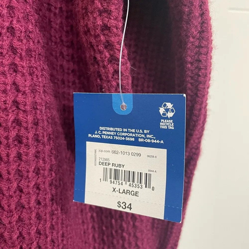 Arizona Jean Co NEW burgundy Long Length Knit Sweater NWT ~ Women’s Size XL - Image 3