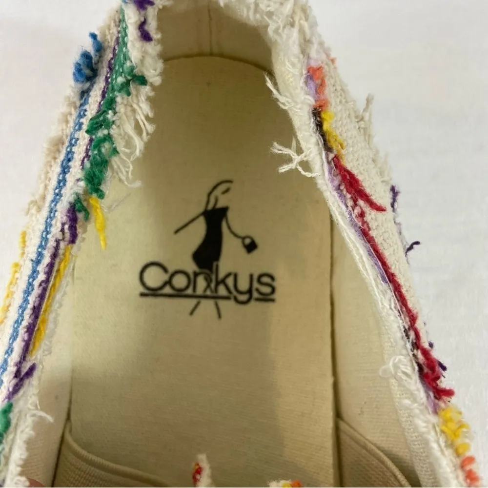 NEW Corkys Babalu Multicolor Reggae Stripe Ragged Edge Sneakers Women’s Size 9 - Image 5