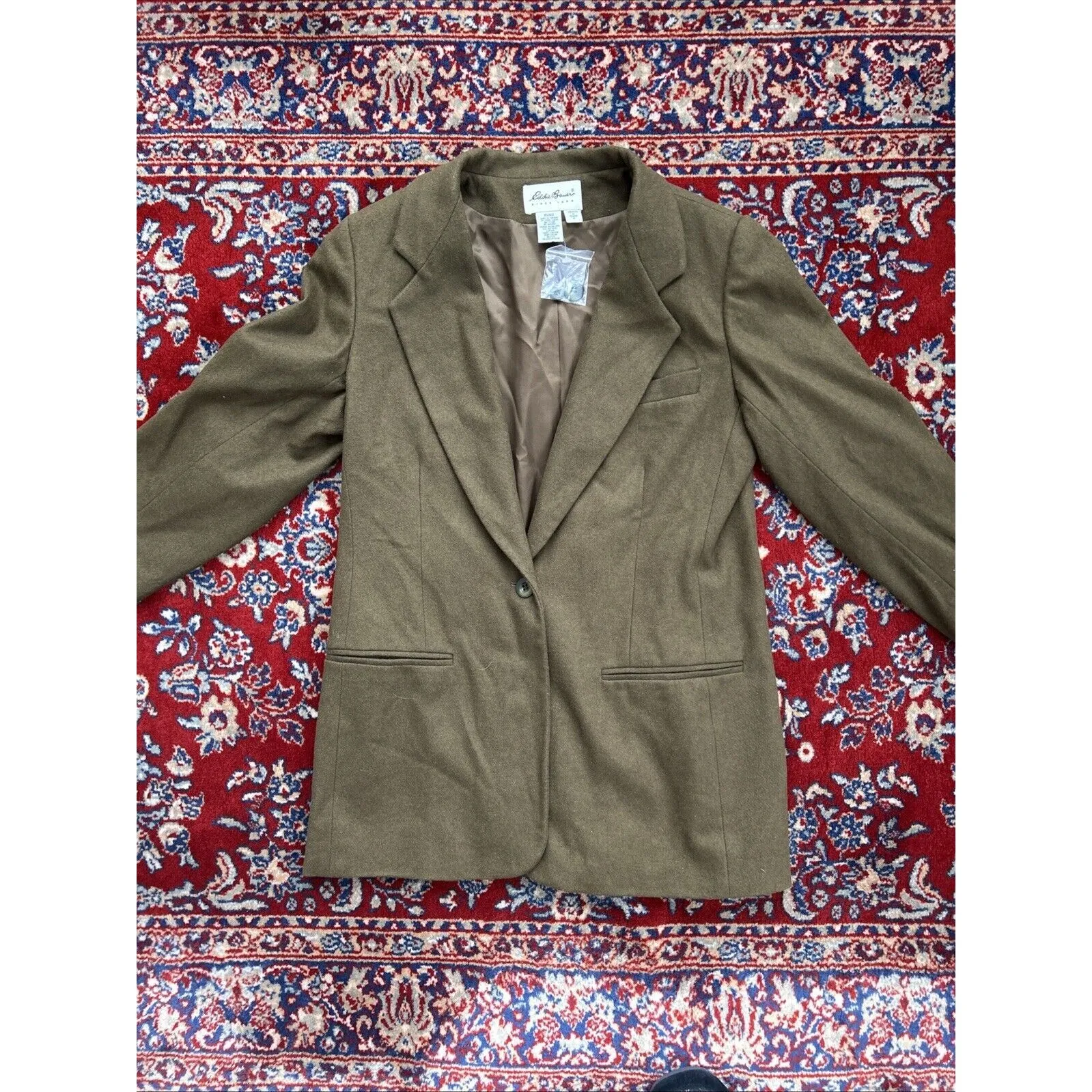 Eddie Bauer Wool Blend Jacket Womens Medium Brown Lined Button Coat Vintage - Image 2