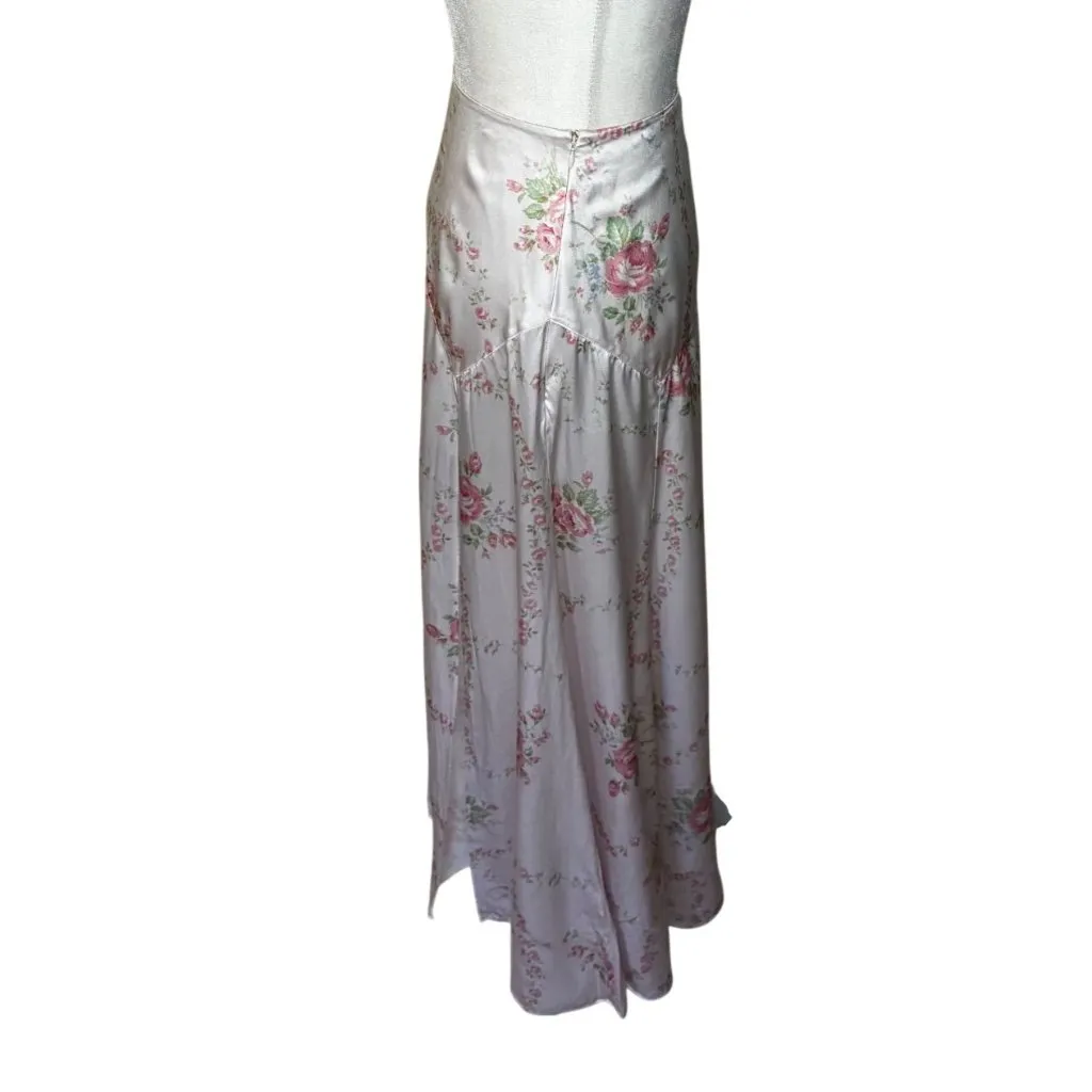 LOVESACKFANCY Ziggy Skirt in Angelic Pink 2 Satin Maxi Long Floral - Image 6