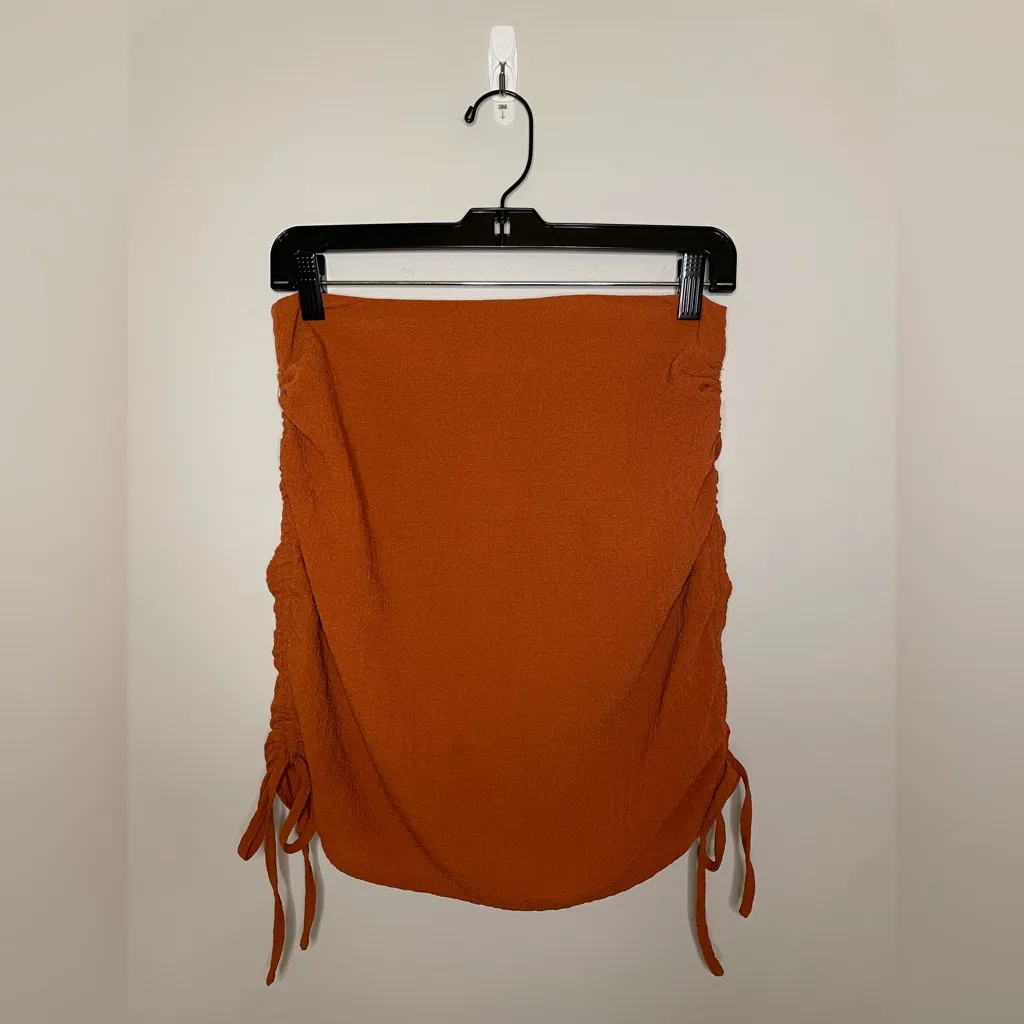 Le Lis Side Ruch Mini Skirt, Burnt Orange/Terracotta, Size S, EUC - Image 4