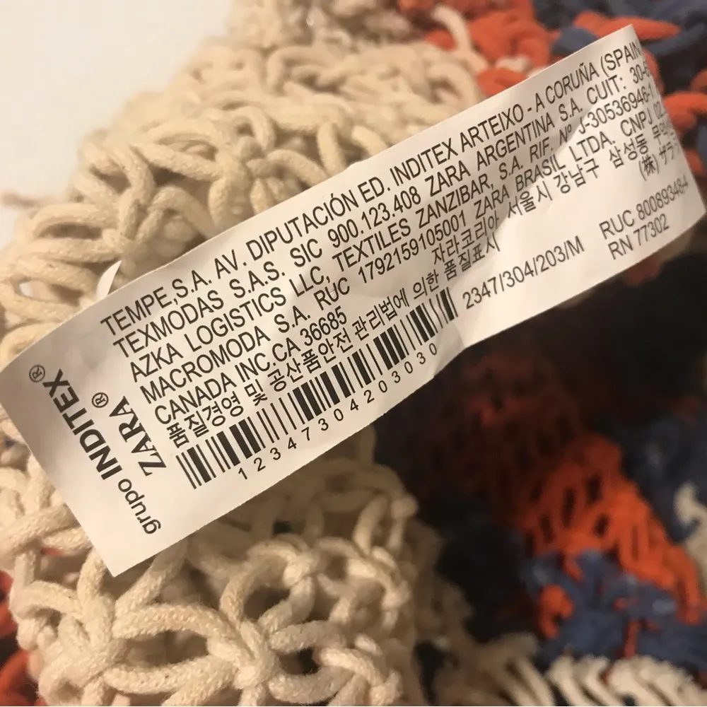 ZARA bucket bag macrame cotton crochet net tote wooden handle handbag - Image 7