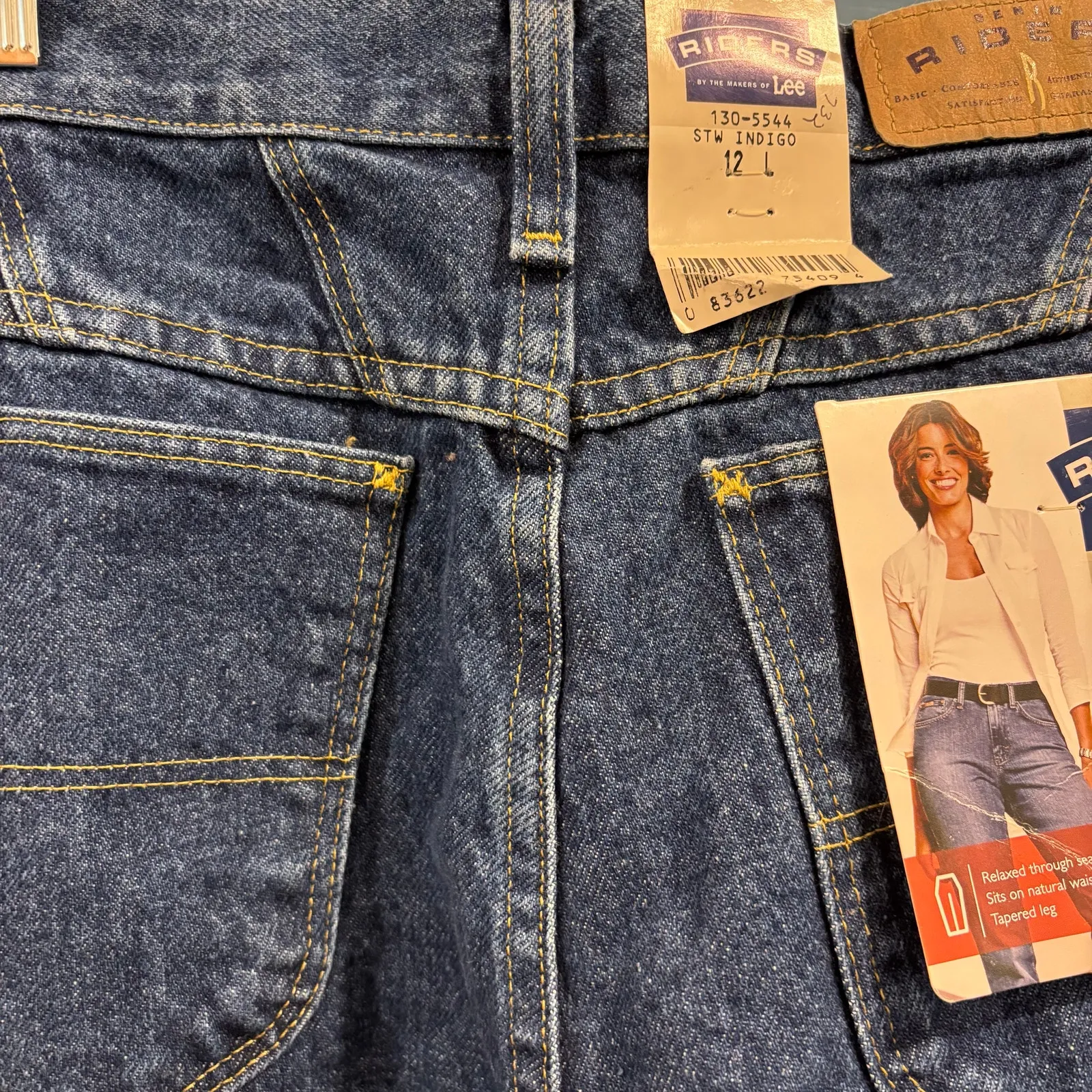 Y2K retro dark wash straight leg denim mom jeans, high waisted, size 12, NWT Blue - Image 8