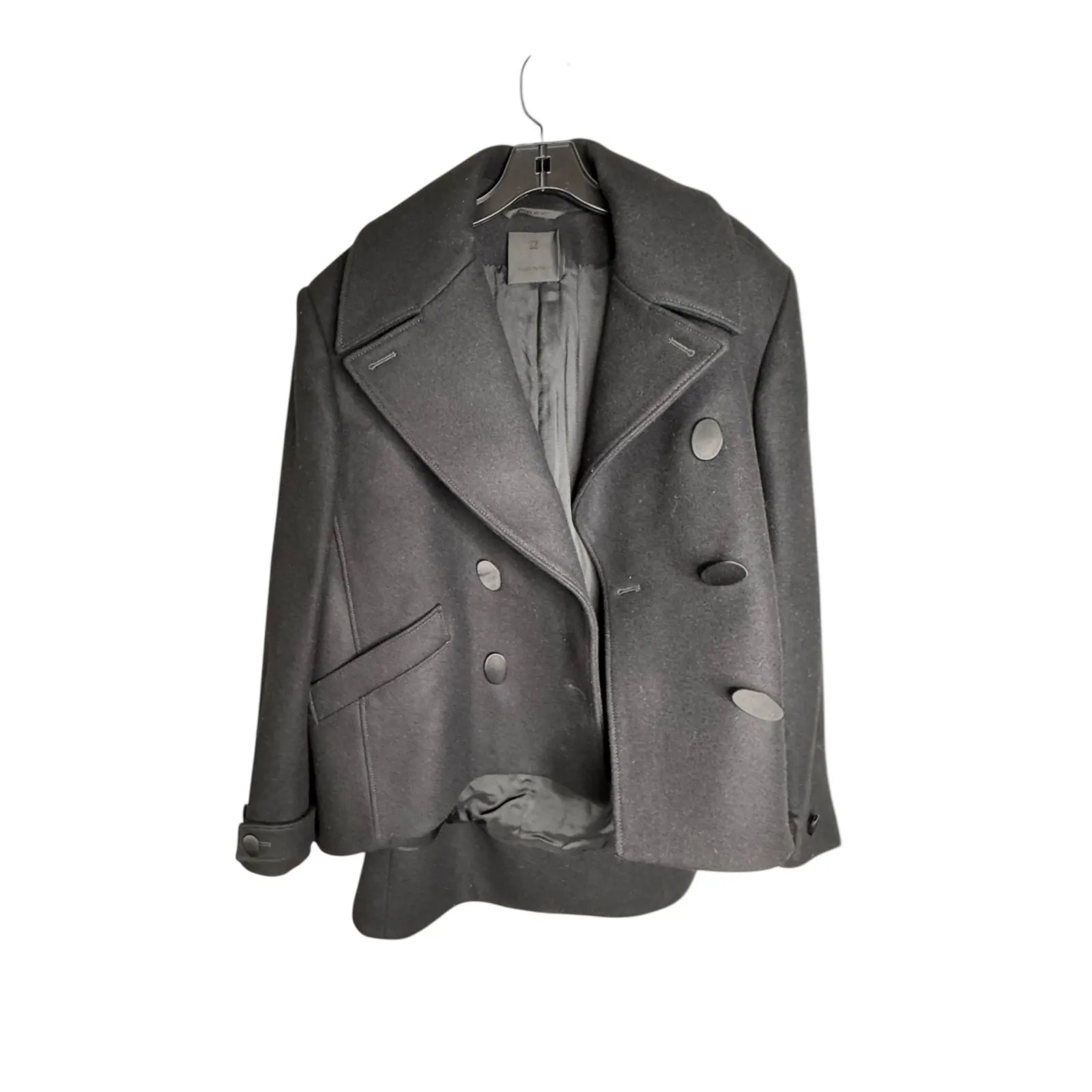 Givenchy NWT Oversized Asymmetric Cropped Double Breasted Wool Coat Size 44 - Image 2