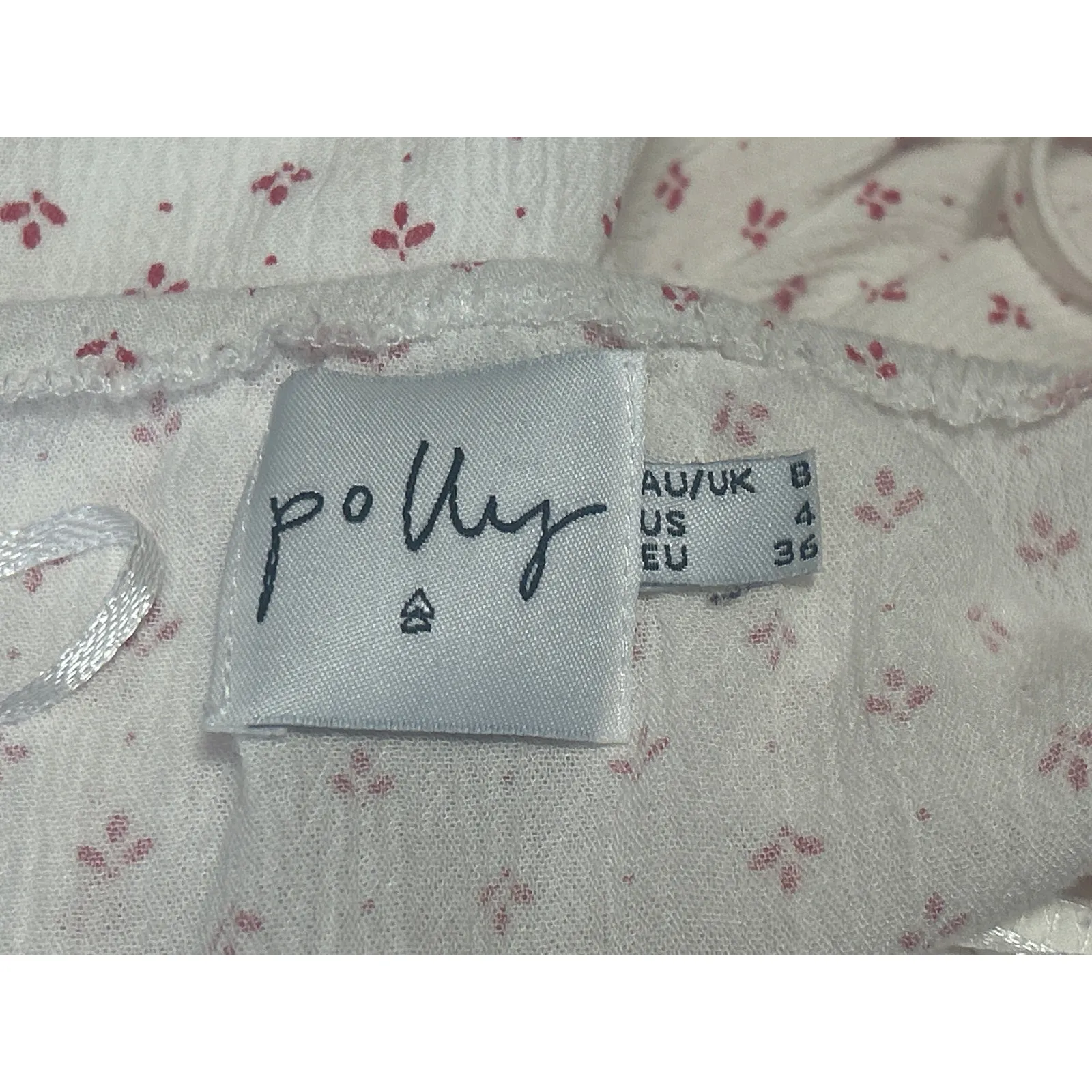 Princess Polly White Red Floral Sleeveless Ruffle Button Mini Slip Dress Size 4 - Image 4