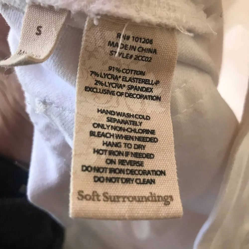 Soft Surroundings Beaded Embellished White Jeans Style 2CC02 Women's Size Small - Image 8