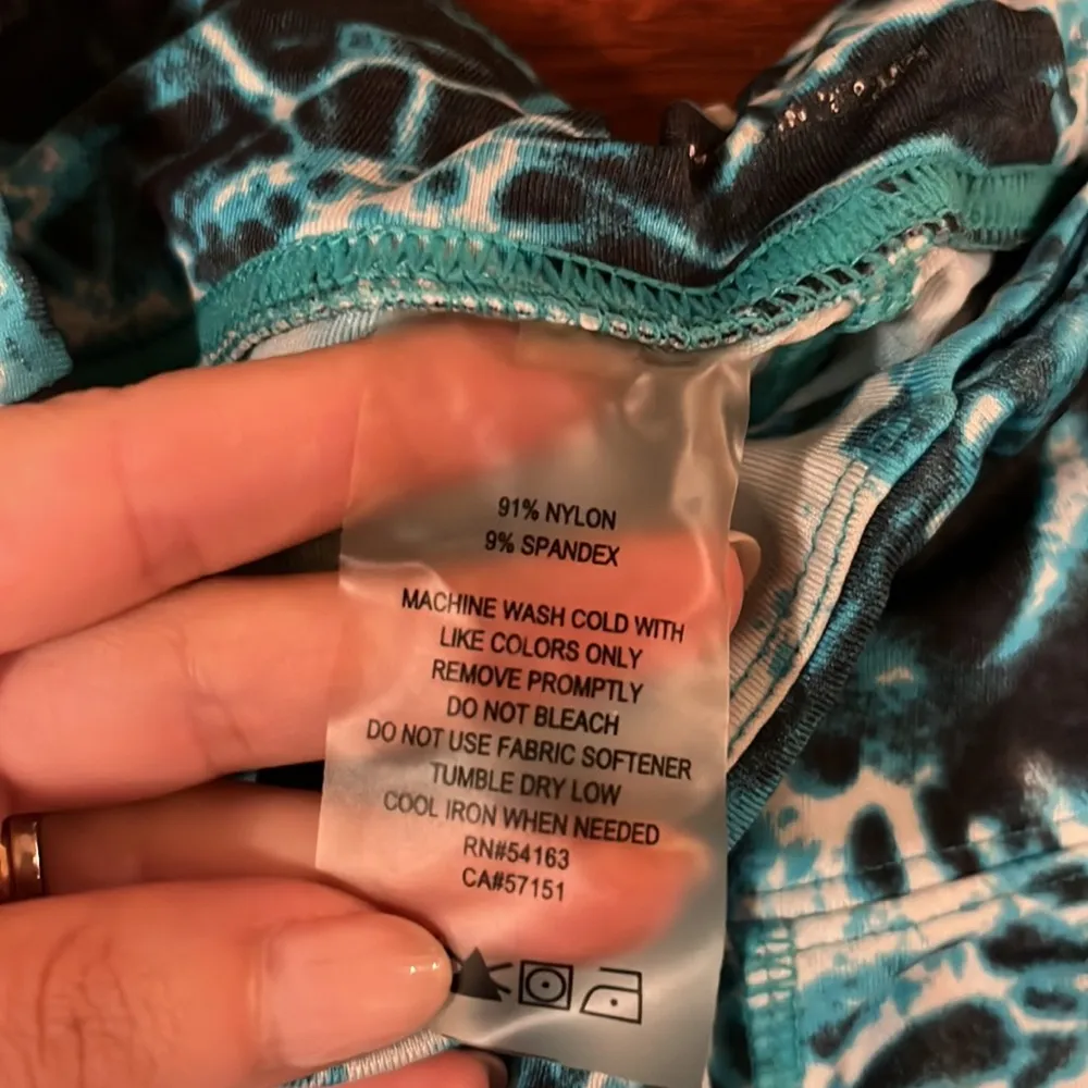 Calvin Klein | Cropped Yoga Pants Patterned XS Turquoise Black Blue - Image 3