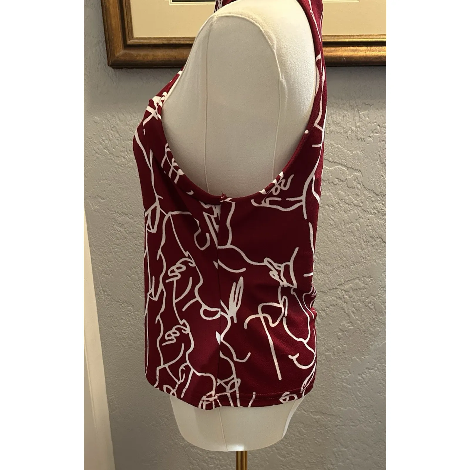 Shein Top Red/White XL Top Racer Front Geometric Aztec Travel Vacation Beach Boh - Image 4