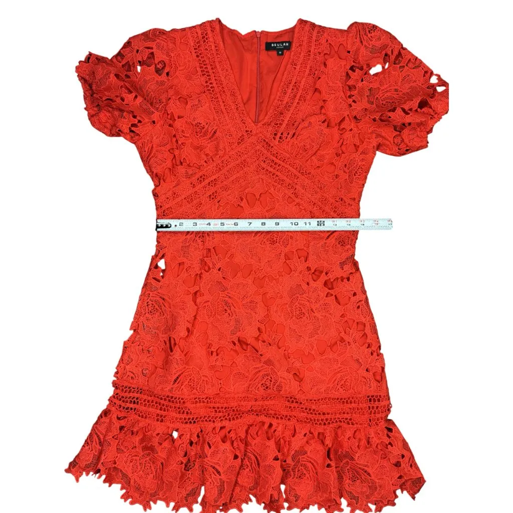 NEW BEULAH STYLE Size M Womens Red Lace Mini Dress Boho Peasant Beach Summer Size M - Image 14