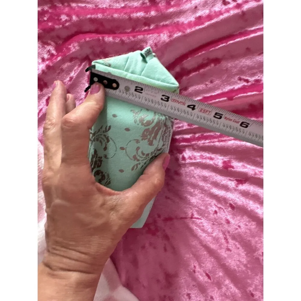 Sabon Cosmetic Bag Small Blue Green Silver Leaf Print Toiletry Makeup - Image 5