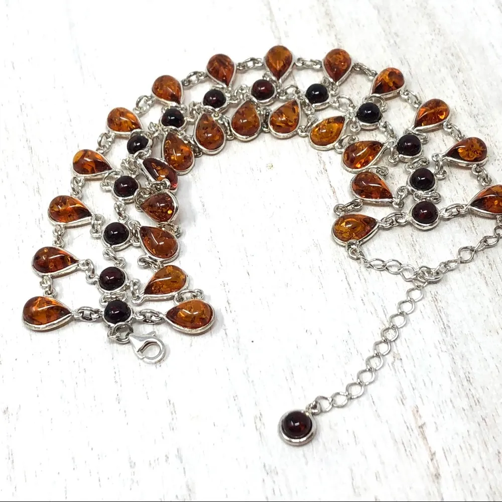 Baltic Amber, sterling silver lace bracelet, 22.2g - Image 12