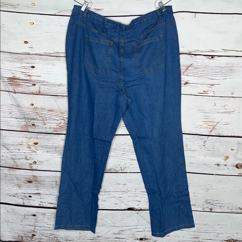 Woman Within NEW Size 26W Tall Blue Denim Straight Leg Jeans - Image 3