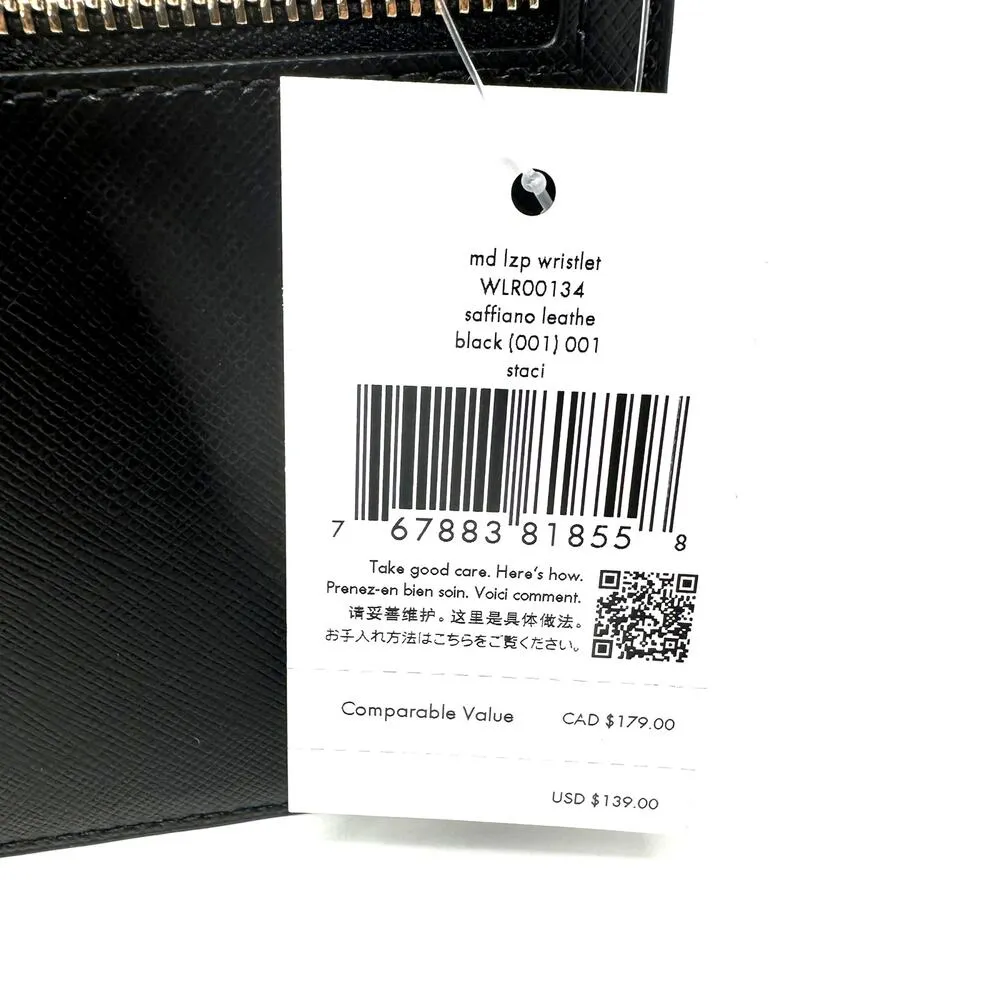 Kate Spade Staci Medium L-Zip Wristlet Wallet in Black Leather wlr00134 - Image 3