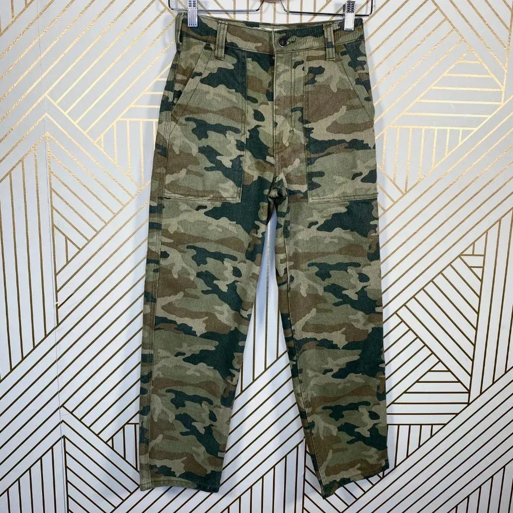 Free People Remy Camouflage‎ Pants in Moss Green - Image 3