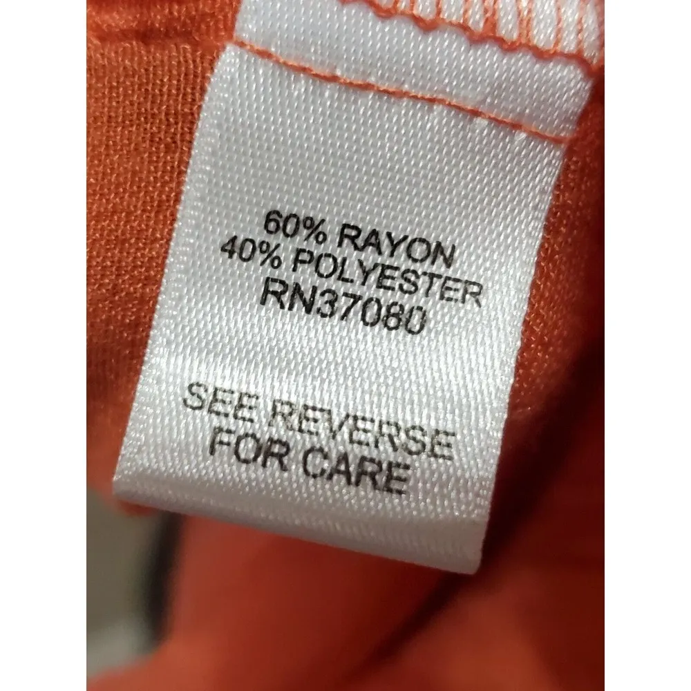 Est. 1946 Women's Orange Rayon Scoop Neck Long Flutter Sleeve Top Blouse Size XL - Image 9