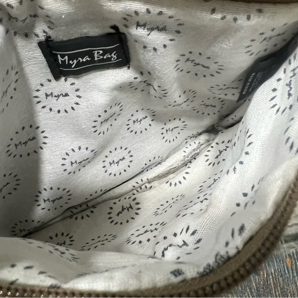 New Myra Bag Teal Pouch cotton leather made in India fringe wrist strap Blue - Image 10