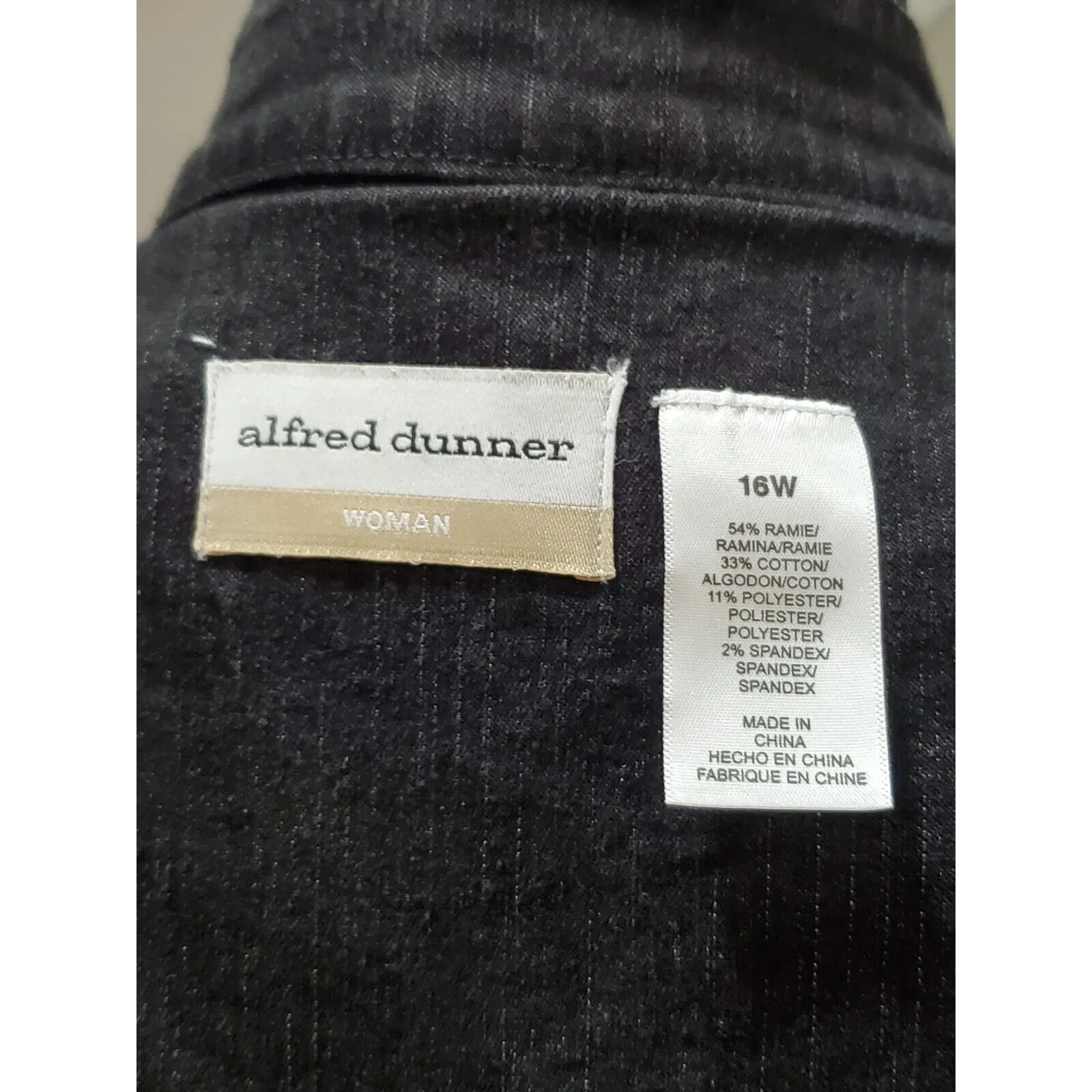Alfred Dunner Women Gray Denim Ramie Long Sleeve Full Zip Casual Jacket Size 16W - Image 9