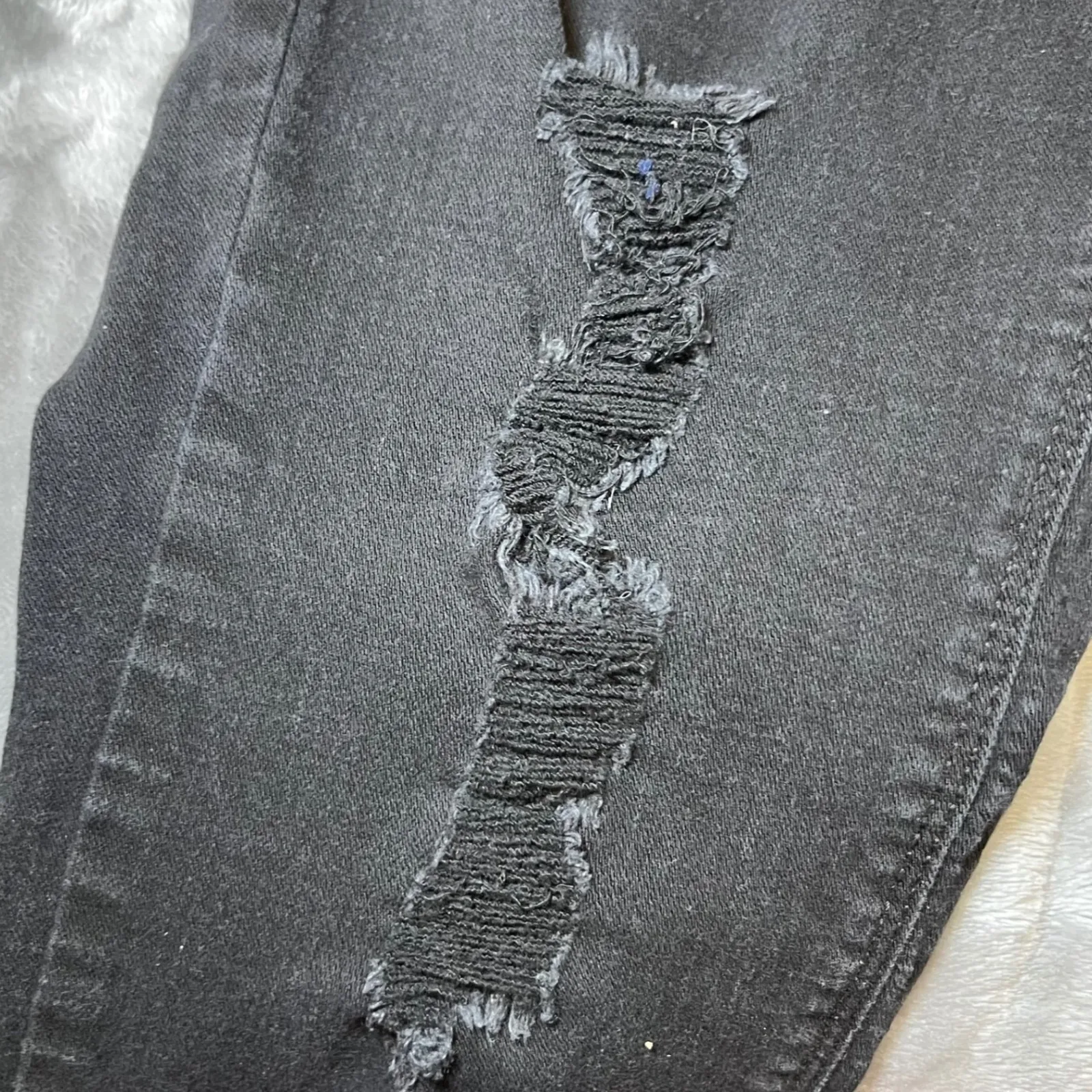 Mudd FLX Stretch Low Rise Skinny Distressed Ripped Jeans Womens 15 Black Denim - Image 13