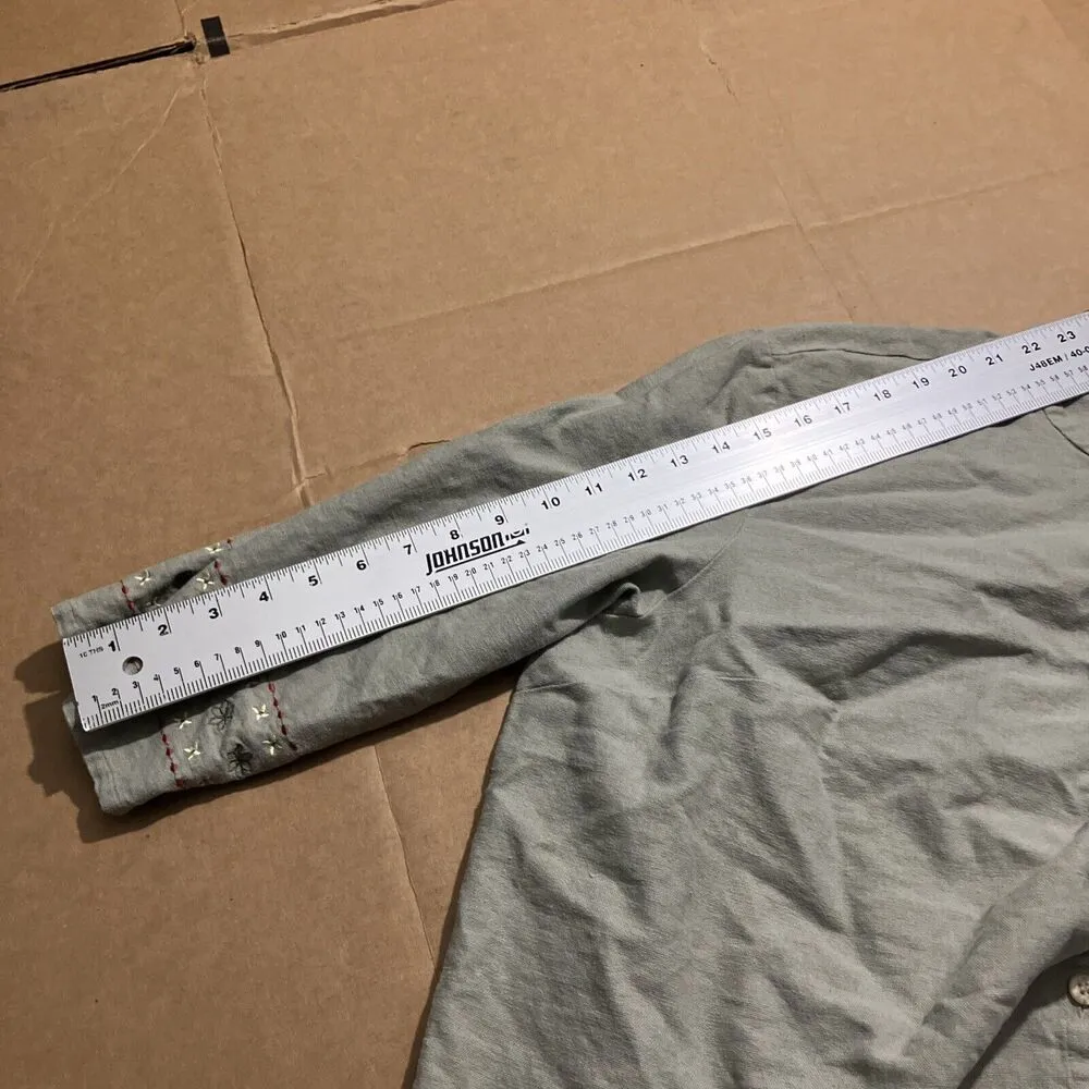 DressBarn Green Button Up Shirt 3/4 Sleeve, Size 18/20W Embroidered, Plus Size - Image 9