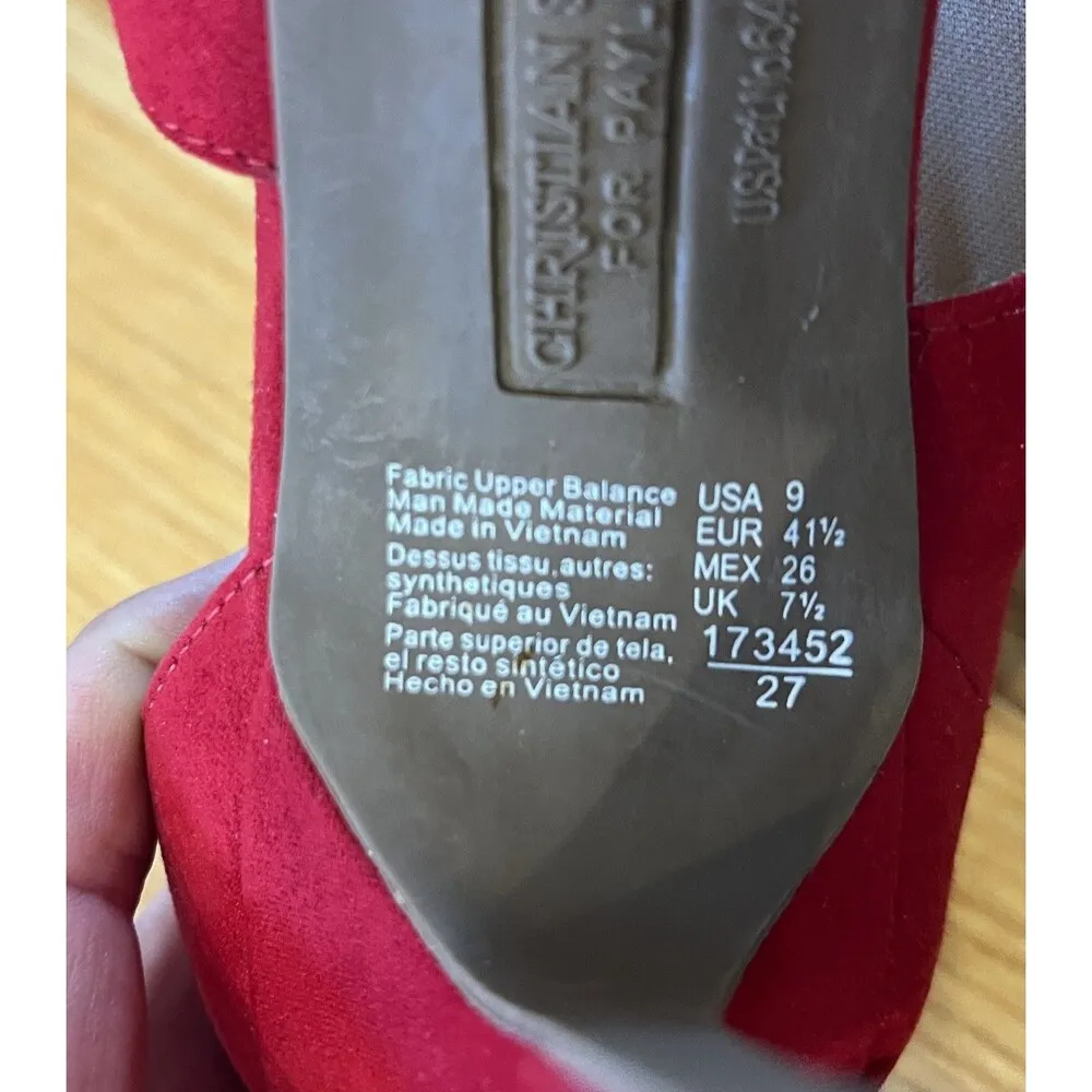 Christian Siriano Shoes Womens Size 9 Red Suede Heels Strappy Sandals Dress - Image 9