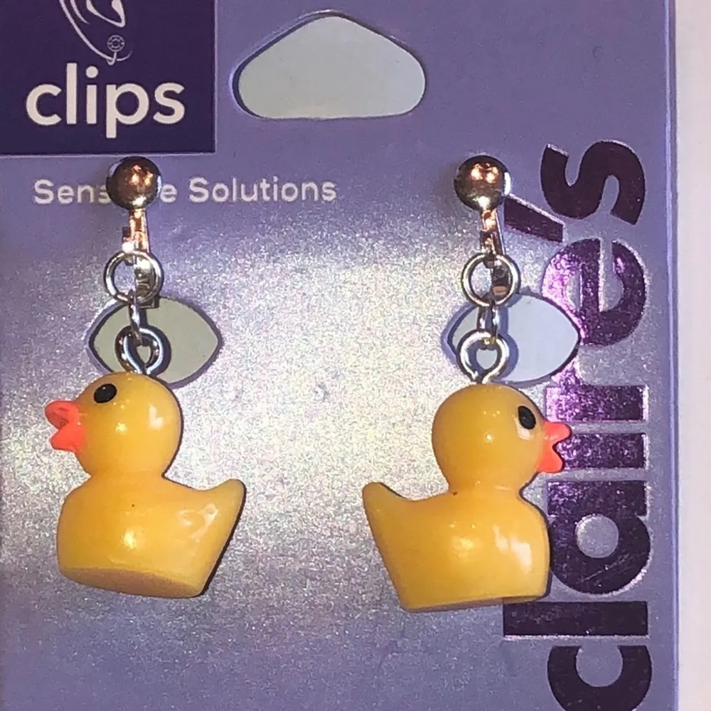 Claire's Yellow Rubber Duck Clip On Earrings - Image 2