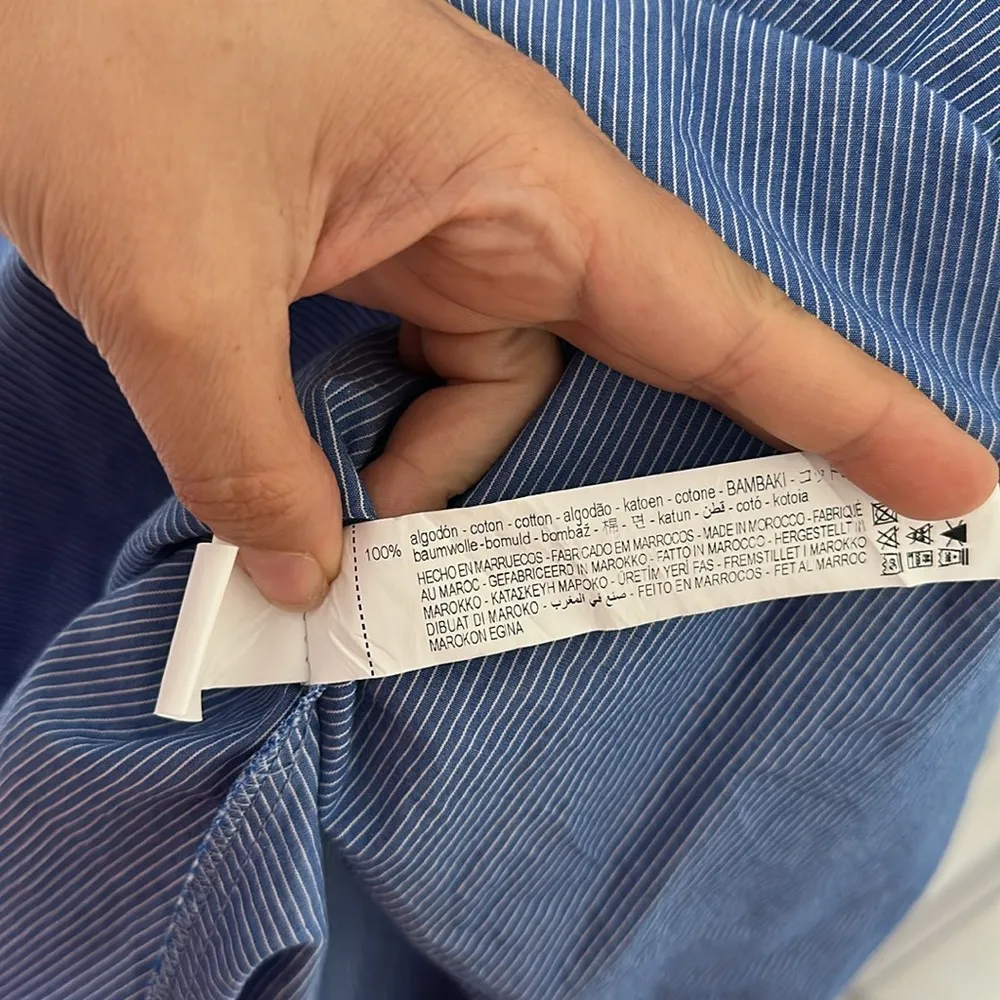Zara Poplin Pinstripe Blue Midi Dress Pockets Sz M - Image 14