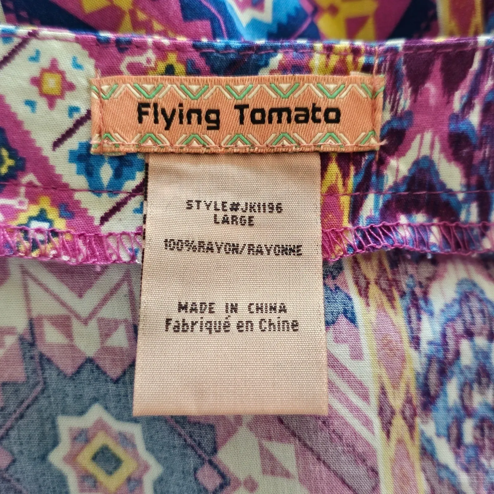 Flying Tomato Maxi Skirt Geometric Print Purple Blue Pink Large Bohemian - Image 6