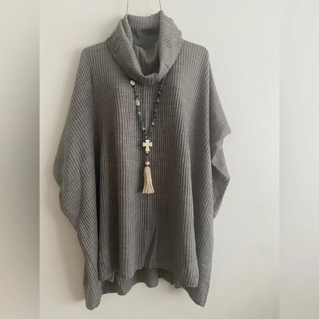 1Pc Boho Sweater Necklace Colorful Beaded‎ Cream Tassel Cross Charm Fashion Blue - Image 4