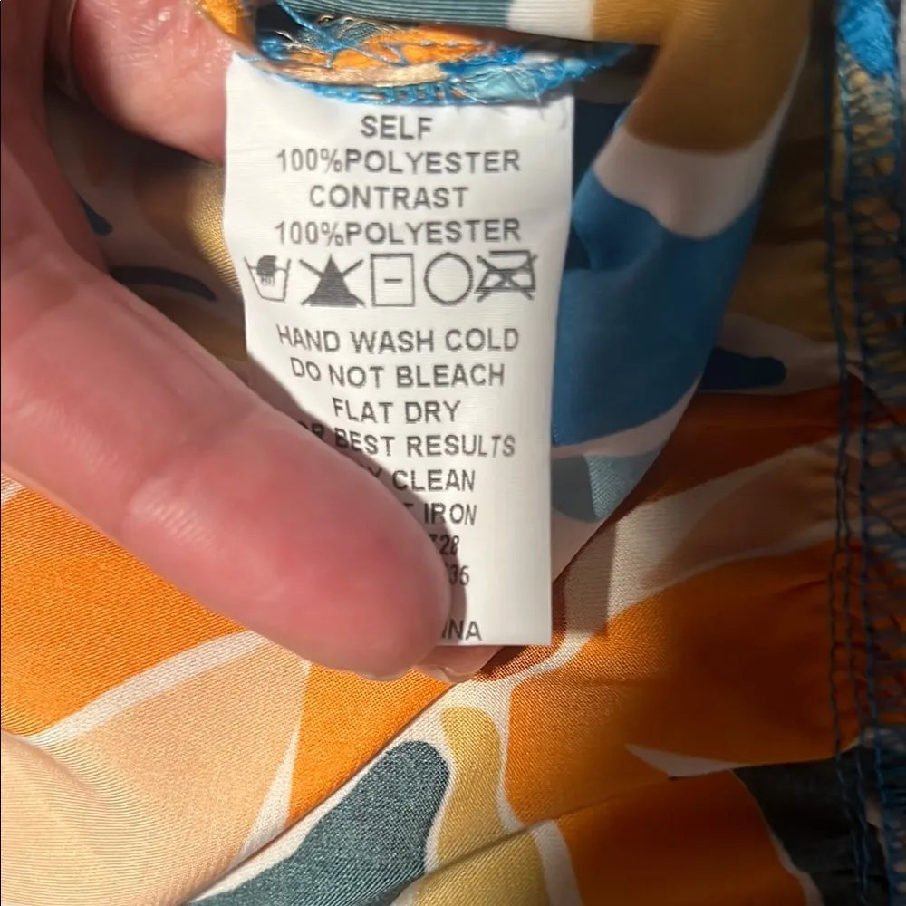 Voy Blue and Orange Tiered Ruffled dress new boutique dress Size L - Image 5