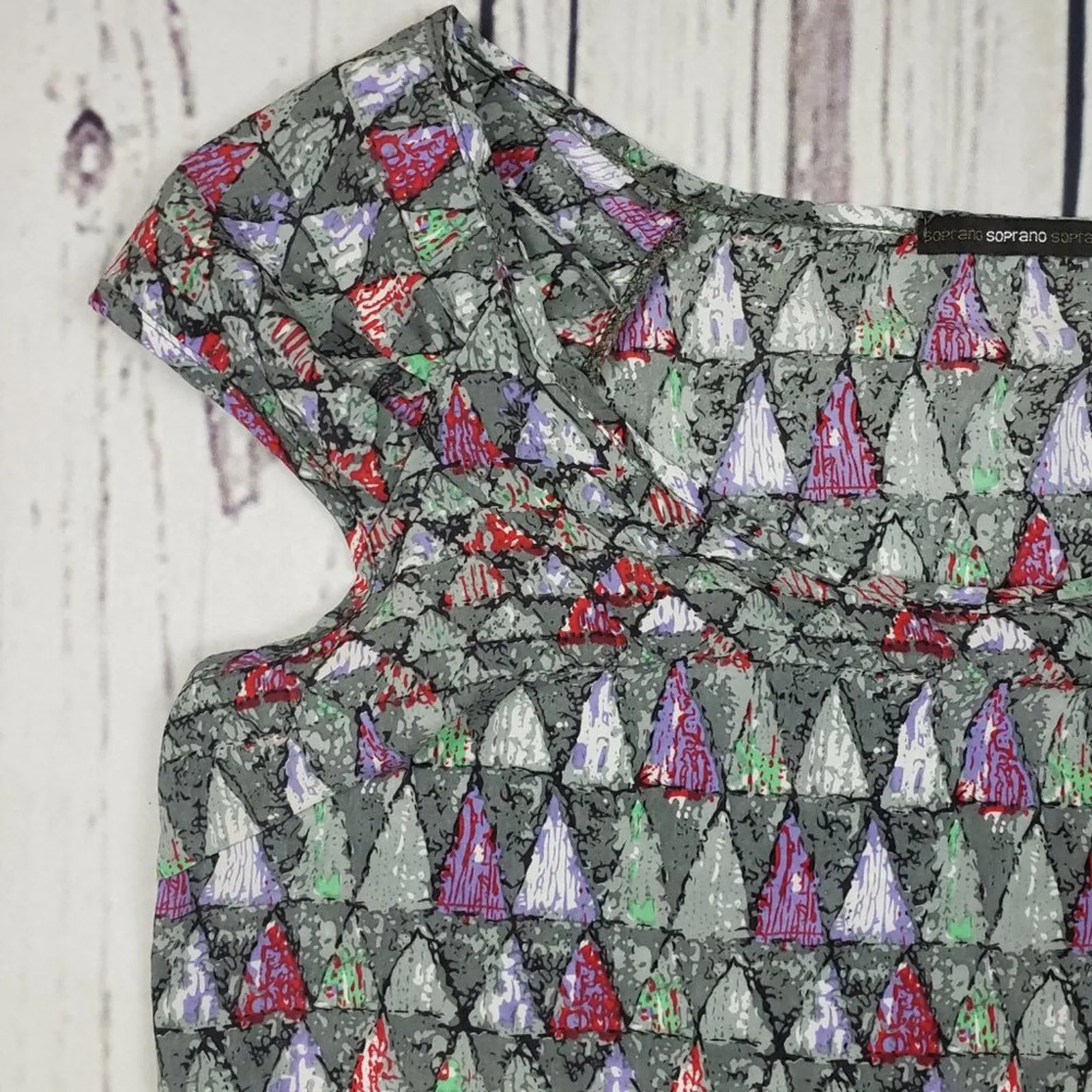 Soprano Lightweight Silky Multicolored Printed Mini Sleeveless Dress Size XS - Image 4