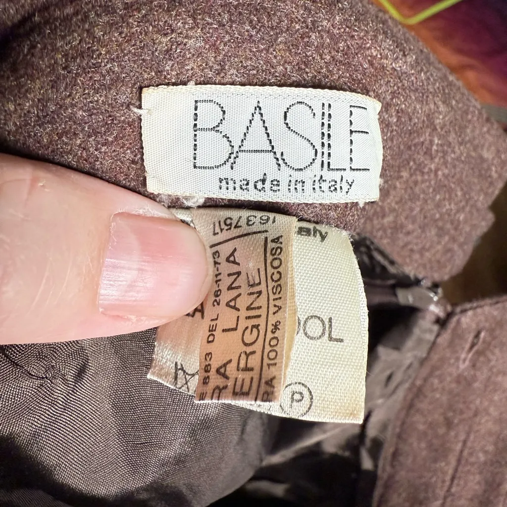 Vintage‎ Bastile wool pencil skirt Brown Women's It 44, US 10 made in Italy - Image 3