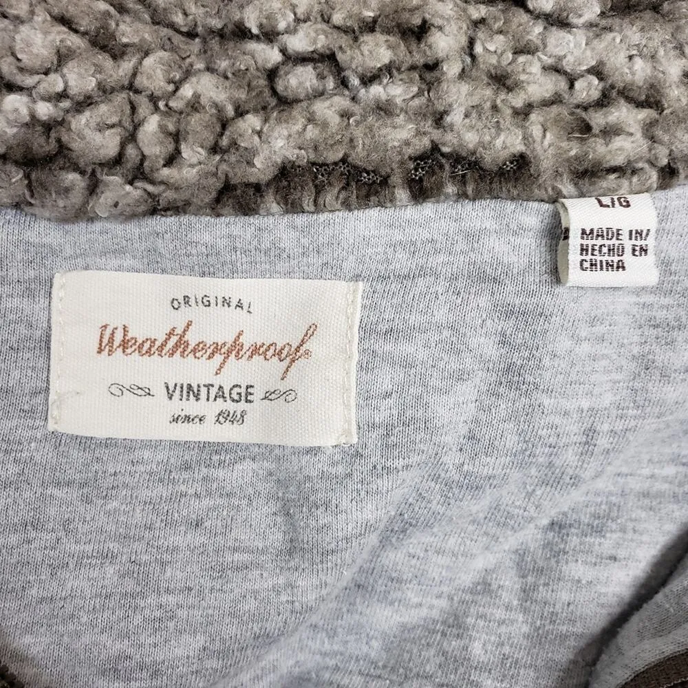 Original Weatherproof Vintage Faux Fur Sherpa Quarter Zip Pullover Size Large - Image 10