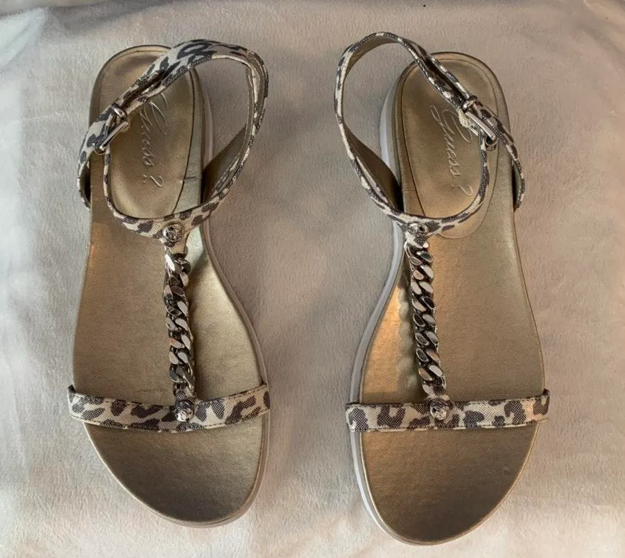 Guess T-Strap Cheetah Print Platform Sandals - Image 17