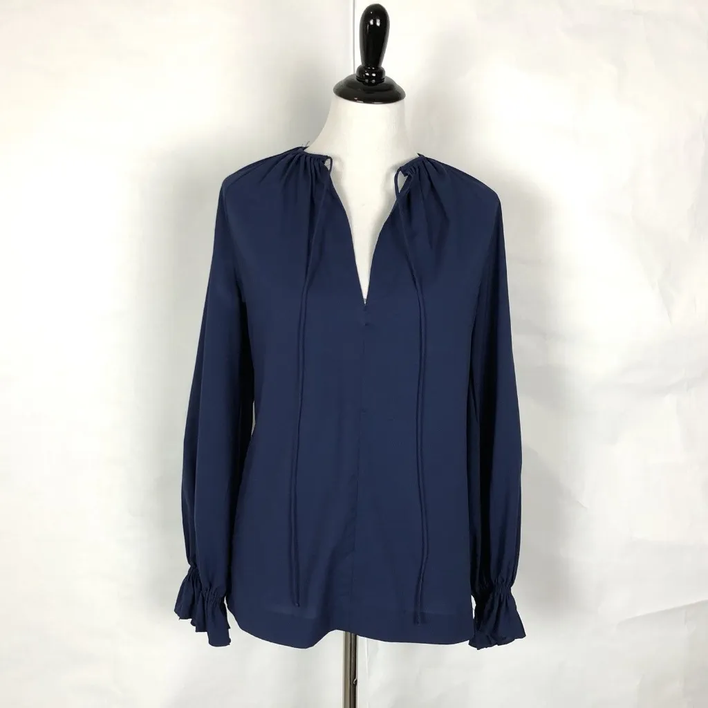Vintage 70s Contessa‎ Monique Florence Alper Flare Sleeve Top Size 10 Blue - Image 2
