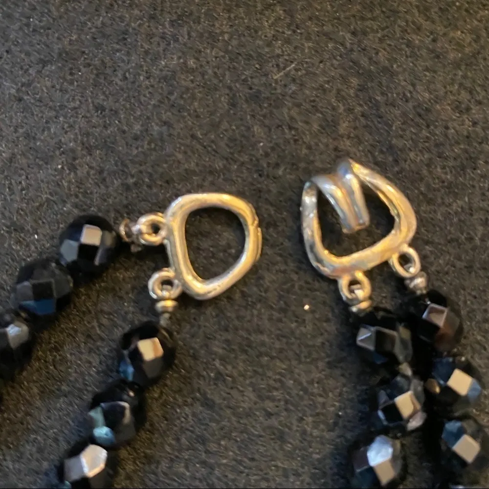 Vintage Black Glass Jet Beads Cut Glass Faceted Bead Necklace Halloween Flapper - Image 4