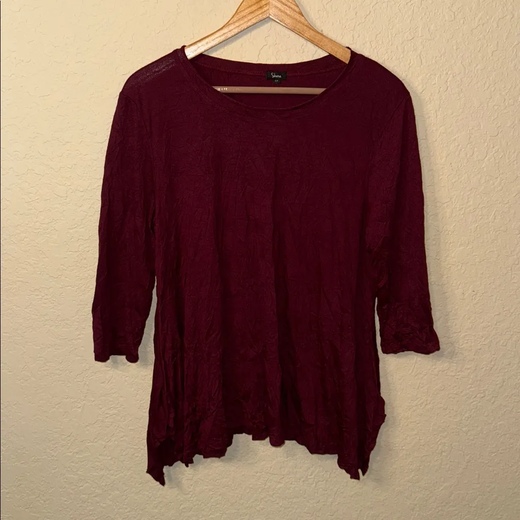 Shana Deep Red Burgundy Yoga Hippie Boho Tunic Top size small - Image 2