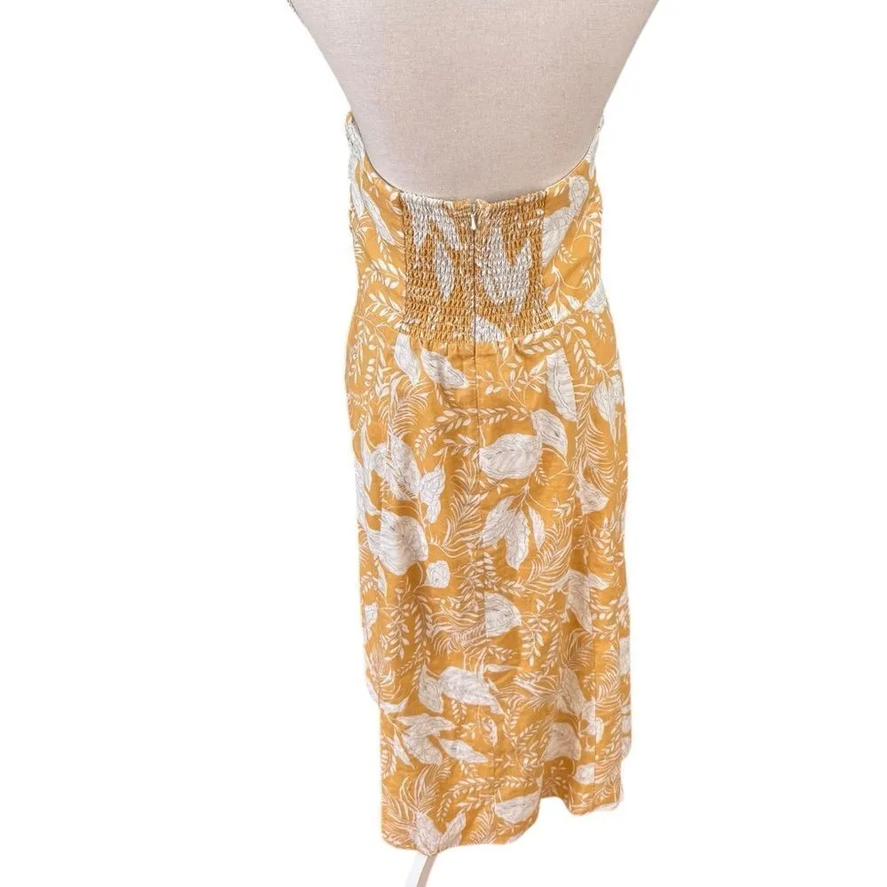 Sezane Beatriz Linen midi Dress in Yellow Floral 42 - Image 5