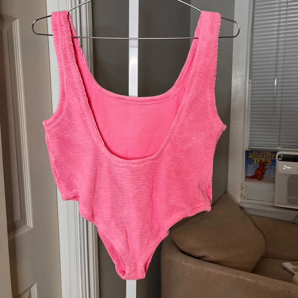 Kutswim Textured Barbie Pink Hunza Style Swimsuit L - Image 4