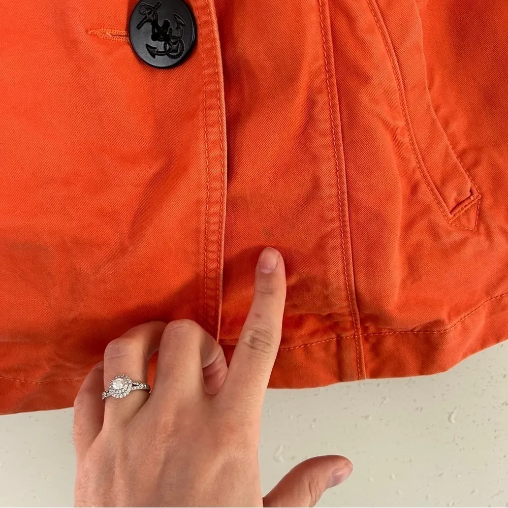 🦋 Lands’ End Canvas Orange Jacket Pea Coat Spring Casual Large Medium - Image 6