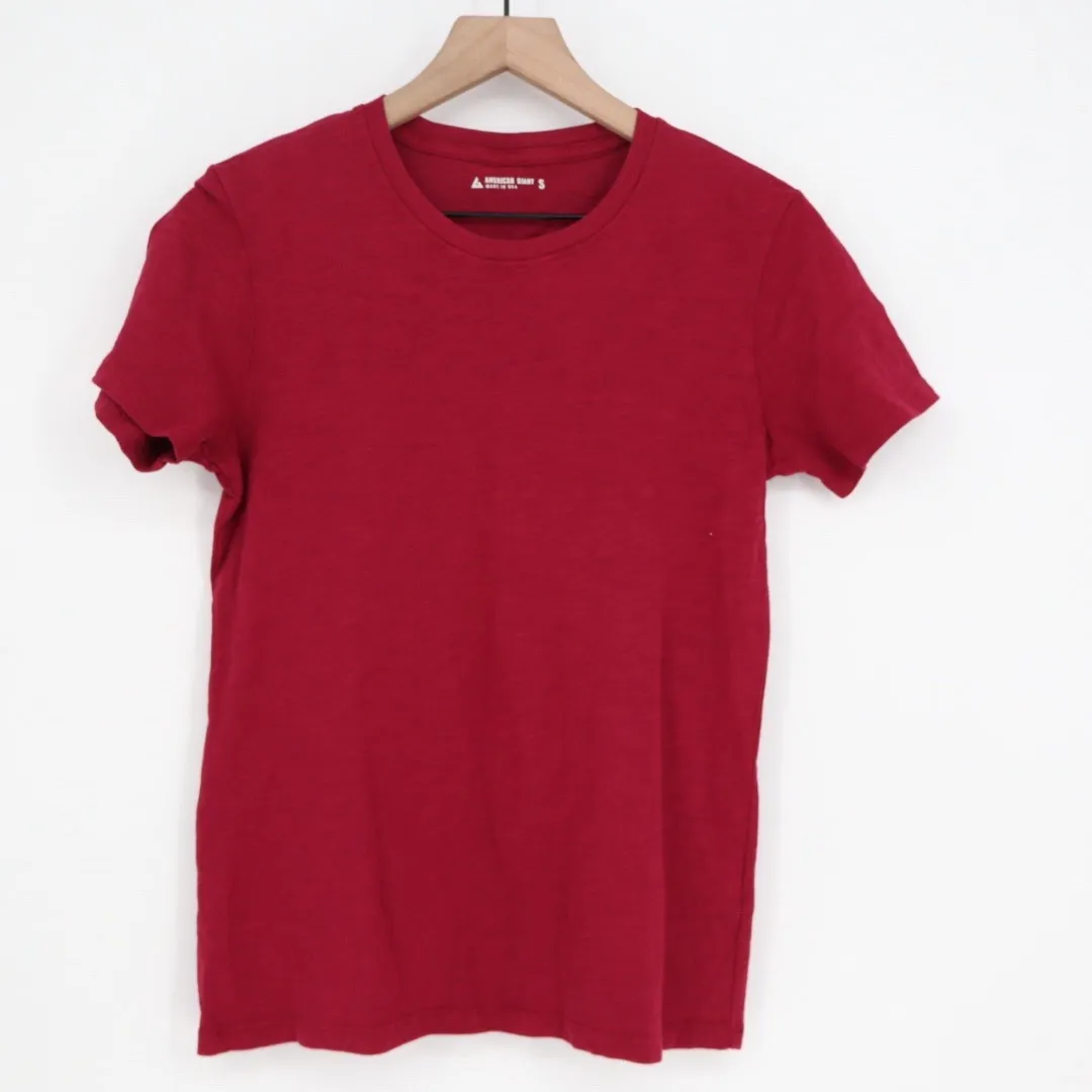 AMERICAN GIANT Crew Neck T Shirt Red Short Sleeve Made USA Women's Size S - Image 2