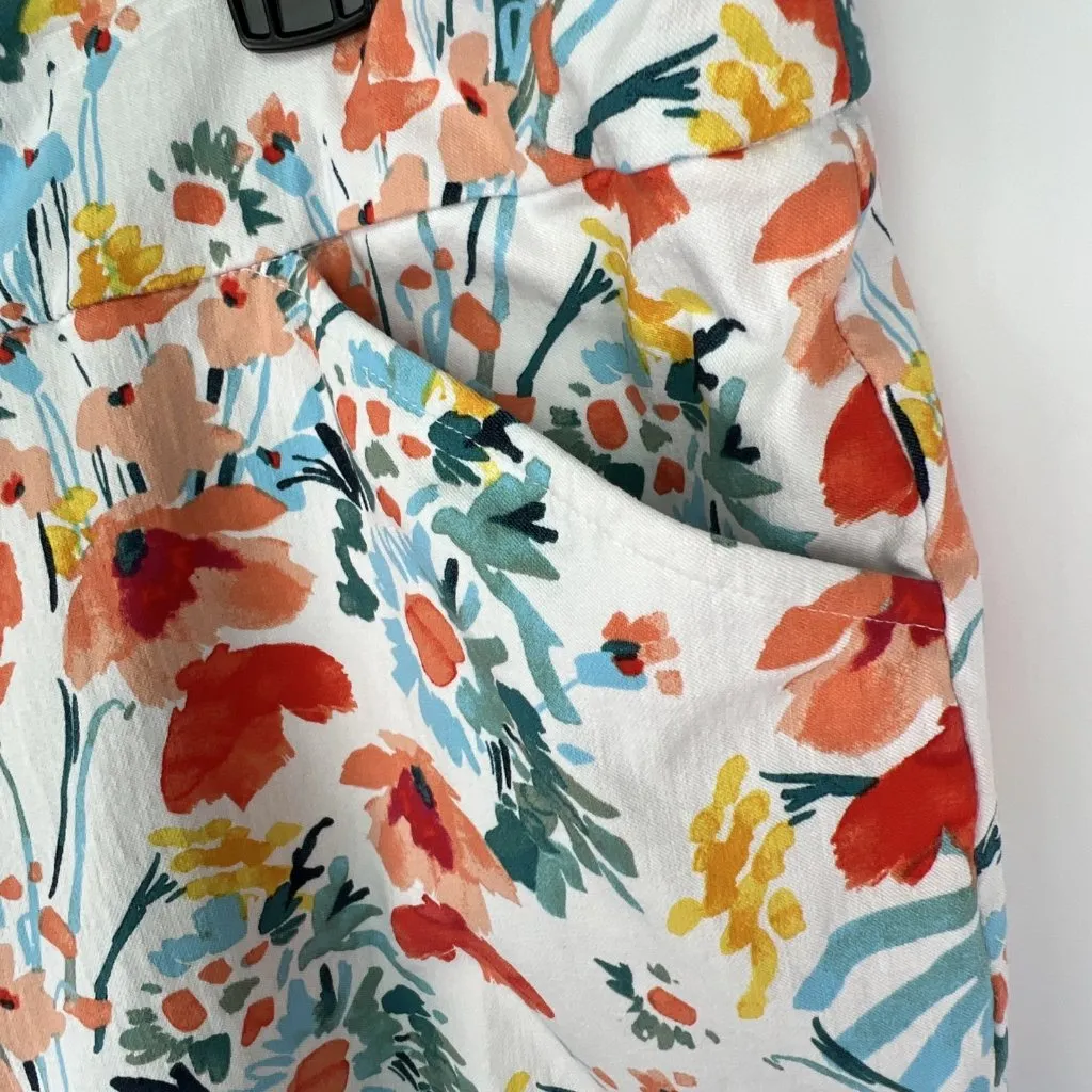 Pioneer Woman Size XXL White Floral Print Pull On Shorts Elastic Waist Pockets - Image 3