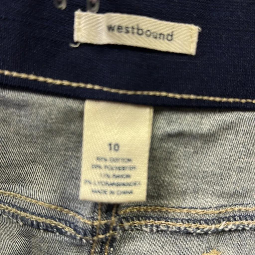 Westbound Stretch Denim Classic 5 Pocket Pull On Midi Blue Jean Skirt Womens 10 - Image 7