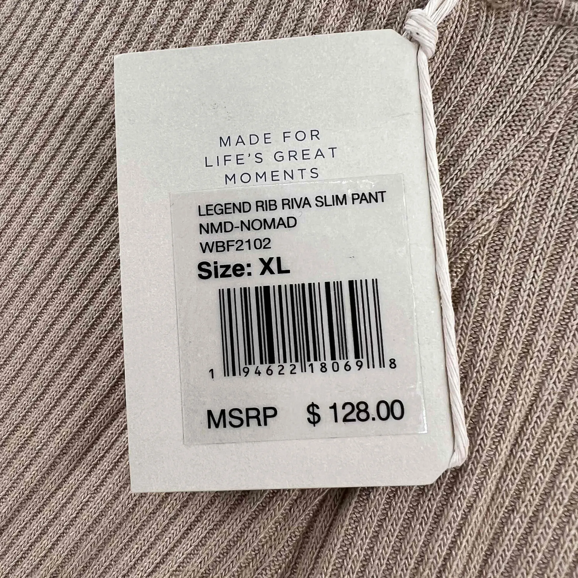 Faherty Womens Legend Rib Knit Riva Pants Lounge Drawstring Nomad XL NEW - Image 5