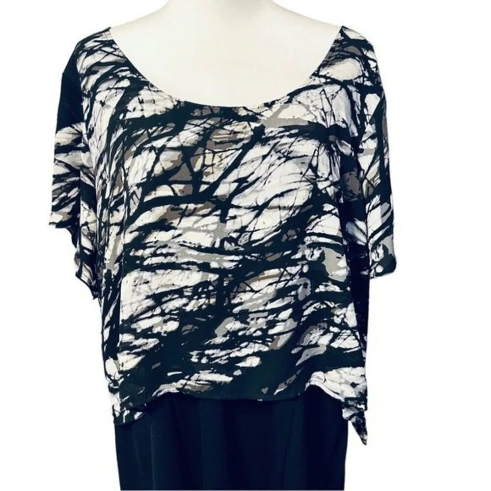 NWT Lane Bryant Graphic Design Black and White Dress with Overlay Sz  22 - Image 5