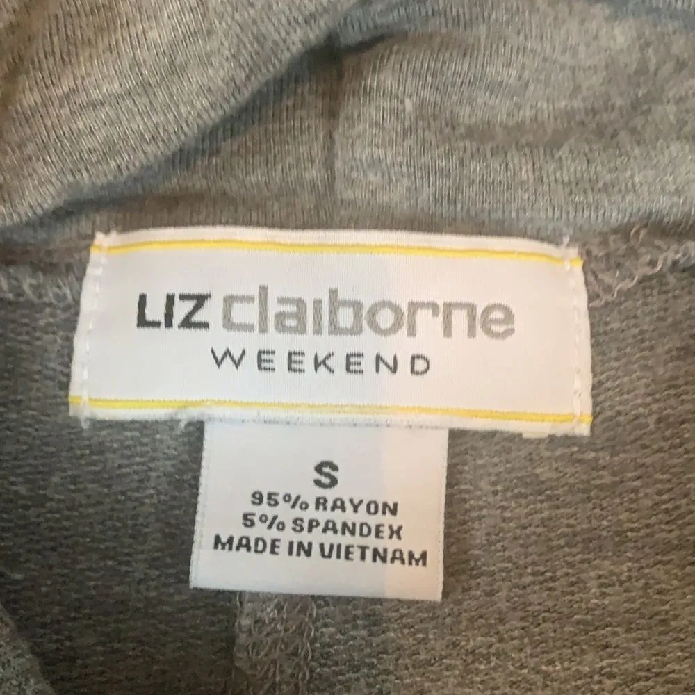 Women's LIZ CLAIBORNE Top Blouse Size Small Gray Perfect for Leggings Drop Back - Image 4