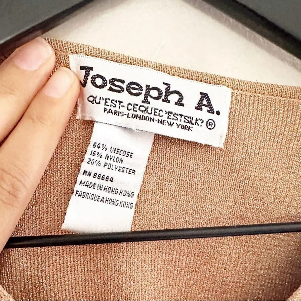 Joseph A. Gold Knit Sweater Crochet Lace Bell Sleeves V-Neck Holiday Chic M - Image 3